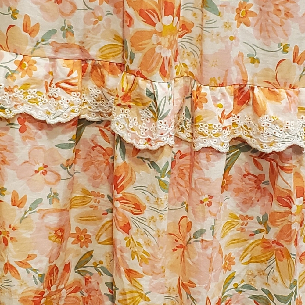 Haute Hippie Orange/Pink  and Cream  Floral Maxi Dress, Size 6. - Picture 8 of 16